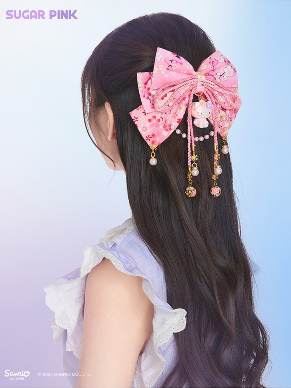 Hello Kitty Sweet Sakura Whisper Pink Floral Hair Bow NWT